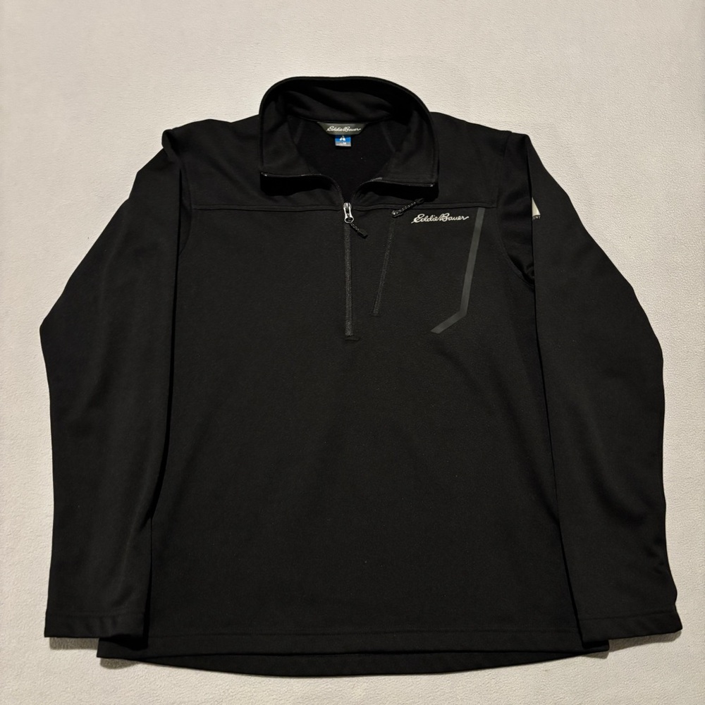 Eddie Bauer First Ascent Quarter Zip Sweatshirt Medium Black Lightweight Hiking